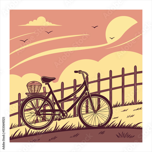 Bicycle on the road in autumn