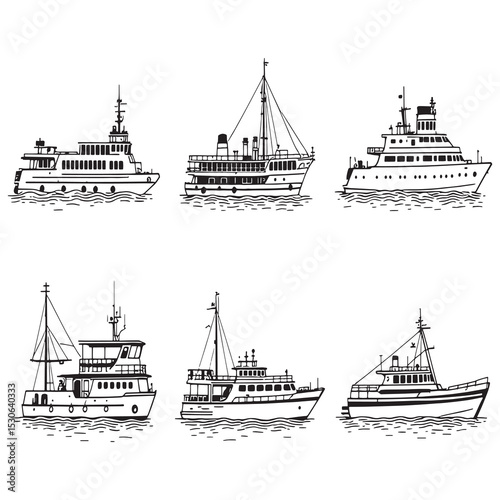 Simple ferry vessel cruising along peaceful river scene
