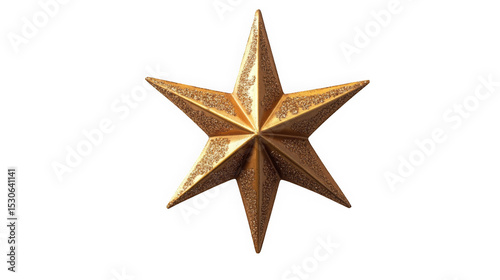 Golden star decoration on white background for Christmas and holiday season