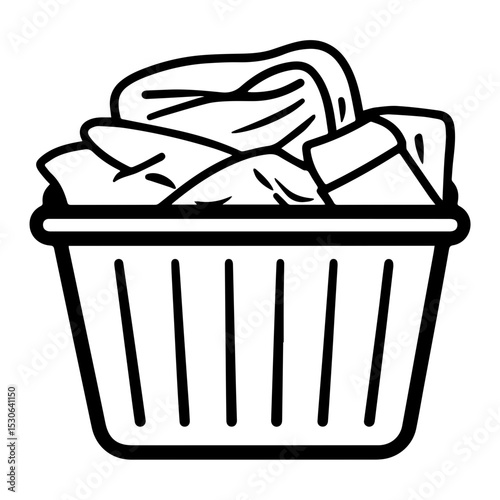 Laundry Basket Filled with Clothes Icon – Clean Home SVG