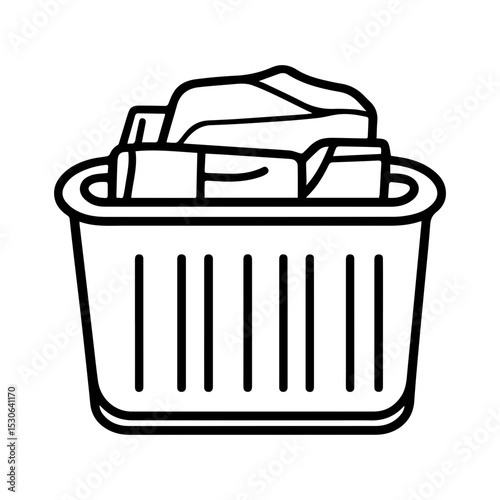 Clothes in Laundry Basket SVG – Household Cleaning Icon