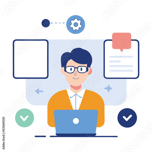 Virtual onboarding process, with a new employee receiving training online.