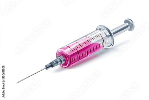 Syringe with pink liquid