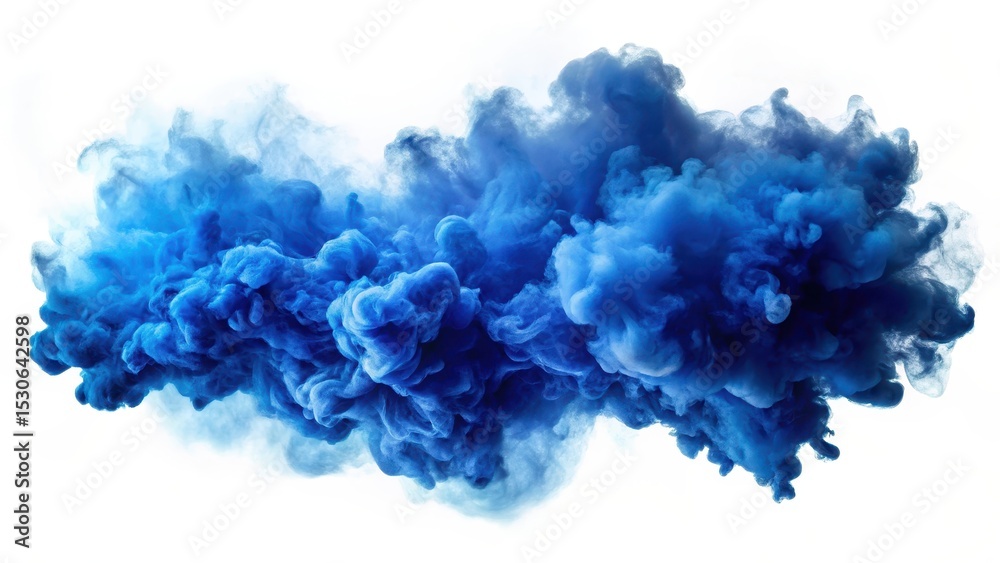Dense blue smoke cloud against a stark white background with subtle texture Dense blue smoke cloud against a stark white background with subtle texture