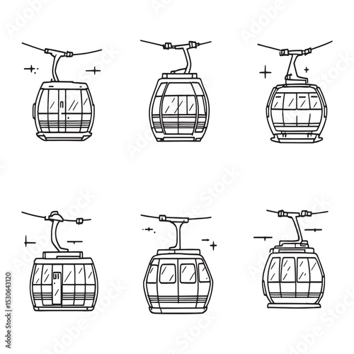 simple line art cable car aerial tramway icon design vector