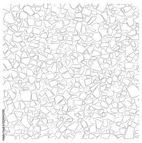 Broken tiles mosaic pattern, line art texture, interior background vector illustration, architecture and landscape drawing, cad elements, seamless floor tile design, wall decor concept.