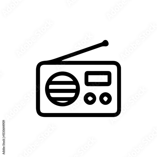 Radio Receiver: A minimalist outline icon of a classic radio receiver, evoking nostalgia and simplicity in its sleek design.