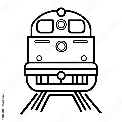 Minimalist Train svg Front View Icon – Black Outline Vector