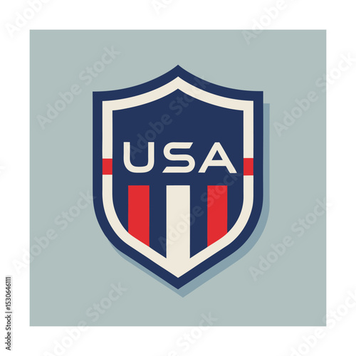 Patriotic usa shield emblem displaying united states of america flag colors and design