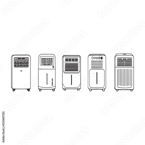 Simple Outline Drawing Of Dehumidifier Appliance Vector