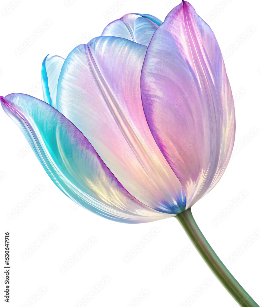 Fototapeta premium Light Blue Pink Purple Gradient Translucent Holographic 3D Tulip