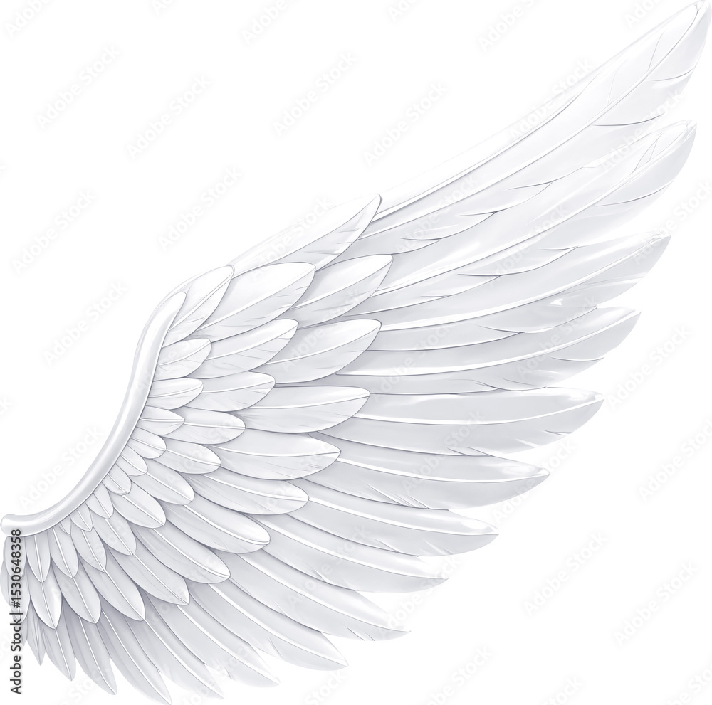 Fototapeta premium Illustration of a Single White Angel Wing