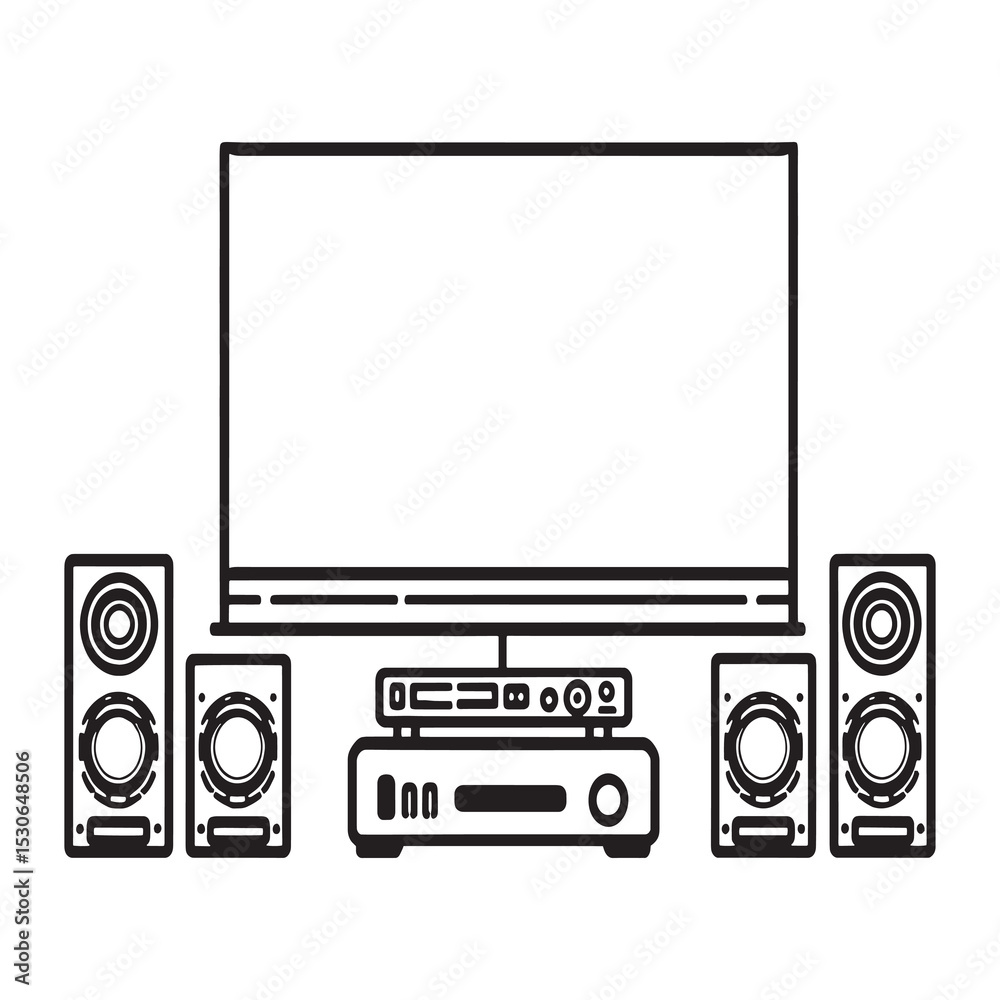 Simple vector illustration of home theater system equipment Simple vector illustration of home theater system equipment