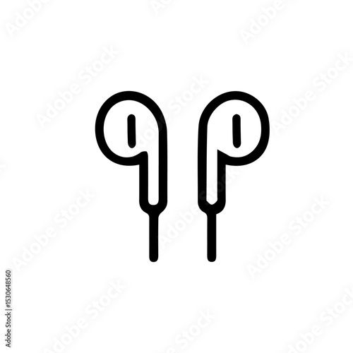 Earphone Illustration: minimalist line drawing, a sleek representation of modern earphone accessory, perfect for technology and audio-related design.