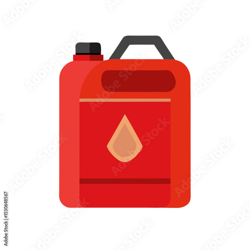 a red fuel canister or jerry can with a black handle and spout.