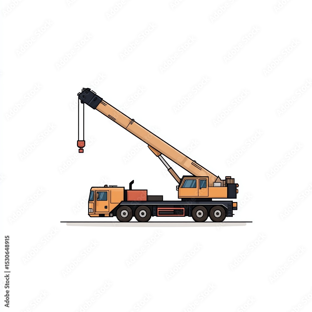 Naklejka premium Powerful Crane Truck Icon A striking vector illustration of a robust crane truck, ready for heavy lifting tasks. The design is clean and modern.