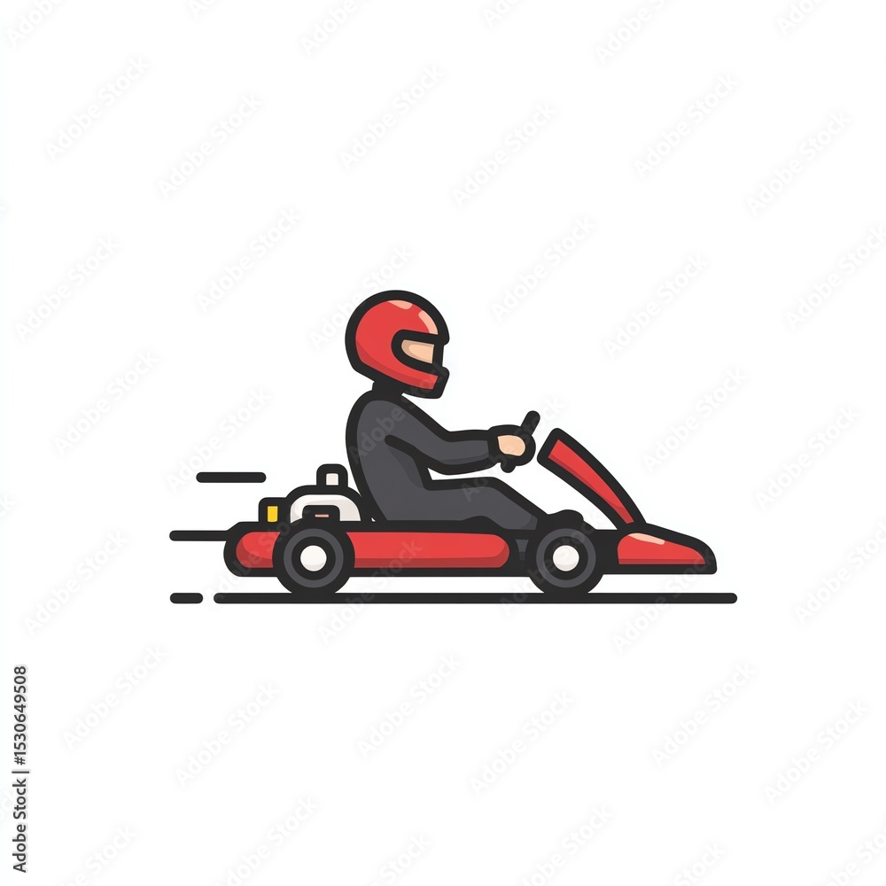 Speeding Go Kart Racer In Action Dynamic Vector Illustration Of Karting Speeding Go Kart Racer In Action Dynamic Vector Illustration Of Karting