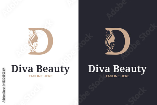 luxury monogram initial letter b silhouette of Face woman