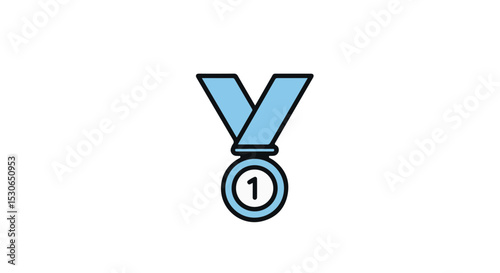 A blue medal with the number one, symbolizing first place and achievement.