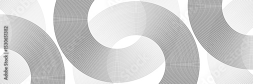 Abstract gold circle lines on dark background. Geometric stripe line art design. Vector illustration