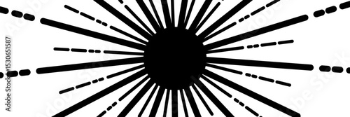Linear drawing of rays of the sun in vintage style.