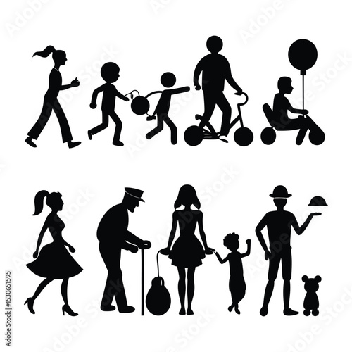 Everyday Life Silhouettes: People & Activities Icons