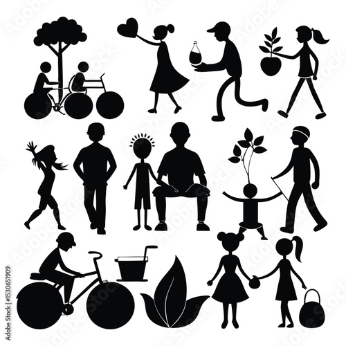 Human Activity Vector Set: Outdoors, Family, Daily Routines