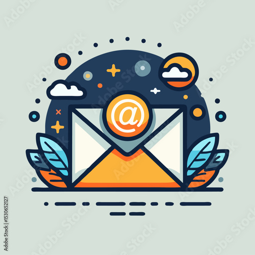 Flat Line Art of Mail Envelope – No Background