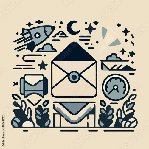 Flat Transparent Icon of Envelope Mail