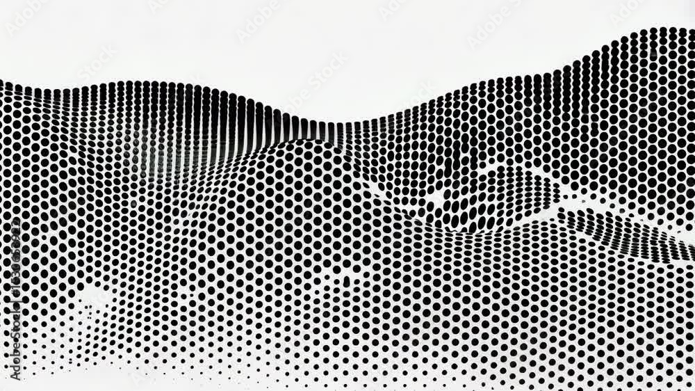 Monochrome printing raster, abstract vector halftone background. motion video.