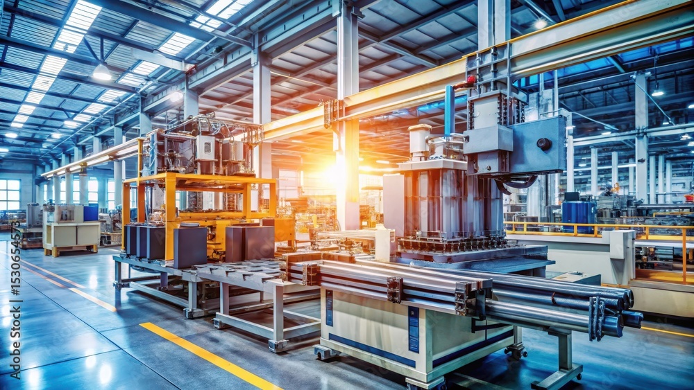 Fototapeta premium Machine with moving parts in a factory background
