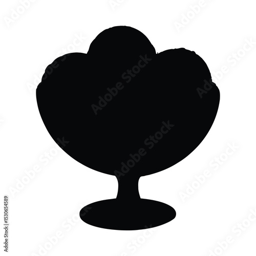 Hand drawn ice cream sundae silhouette isolated on white background