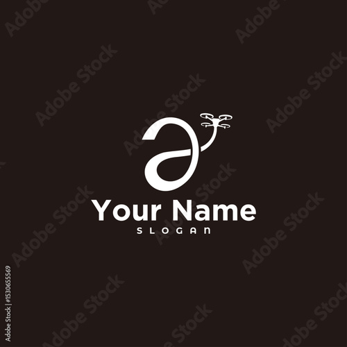 abstract initial "A" with drone, logo reference for business.