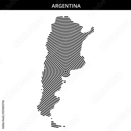 Unique striped representation of Argentina's geographical outline