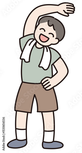 ラジオ体操をやる人のベクターイラスト
