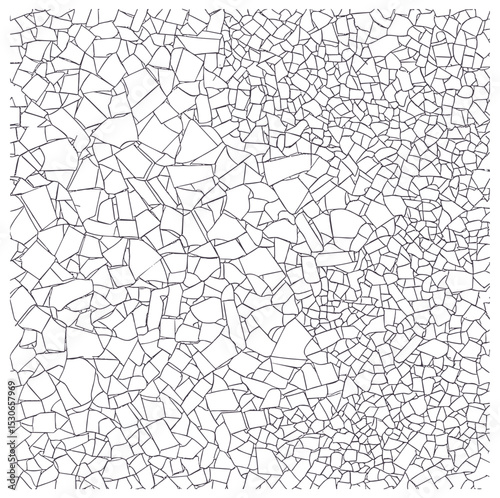 Broken tiles mosaic pattern, vector illustration, line art texture, interior design background, cad material, set for architecture, ceramic tile pattern, surface design elements.