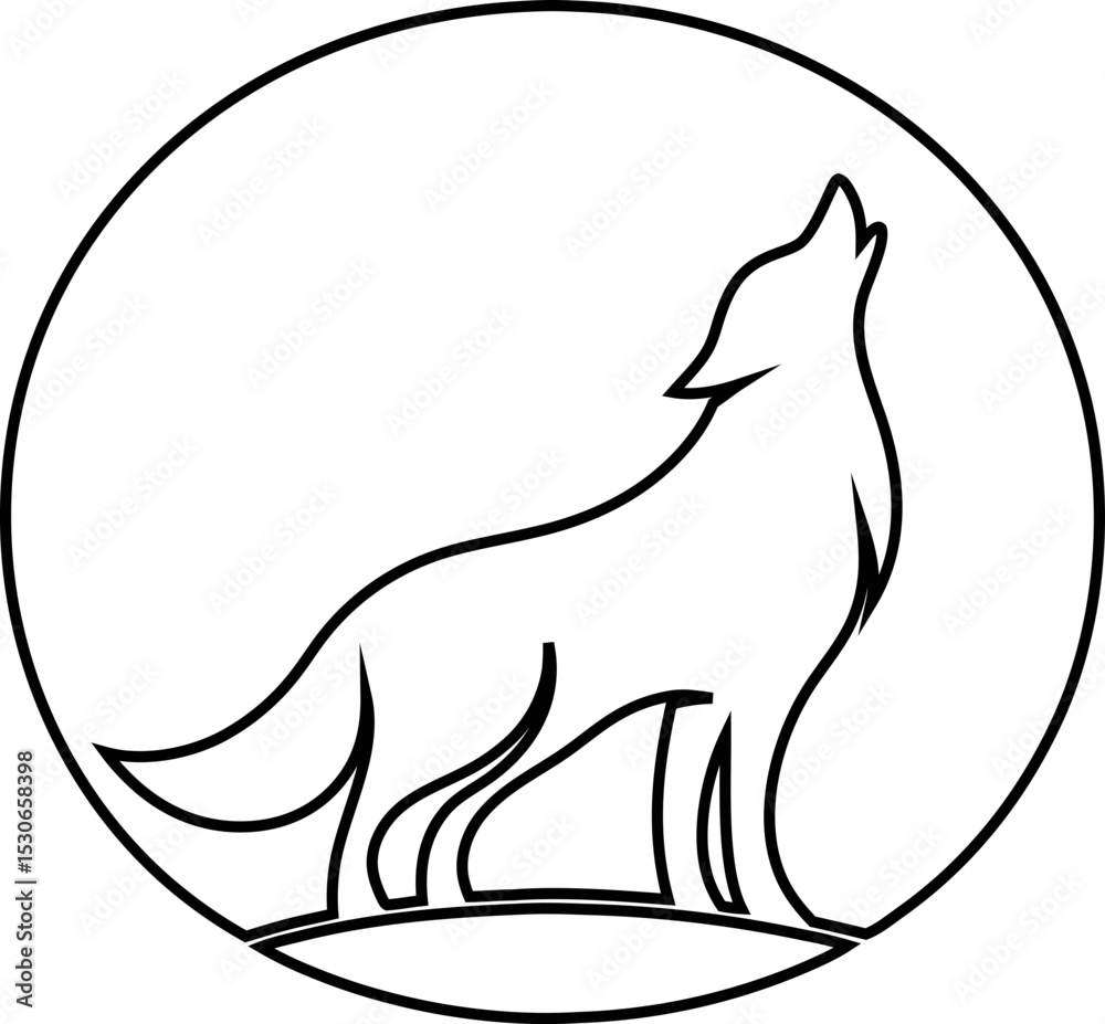 Outline Animal logo featuring a wolf, fox, and jackal in a minimalist vector style. Outline Animal logo featuring a wolf, fox, and jackal in a minimalist vector style.