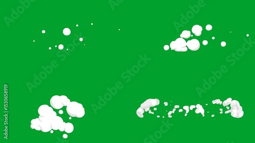 smoke blast cartoon 2d green screen clouds on it  background bubbles floating circles the sky is animated chromakey background gesture movement design creative frame backgrounds illustration