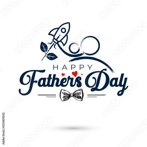 Happy Father's Day creative concept. Father lifts daughter kid. Greeting card, banner, poster design.