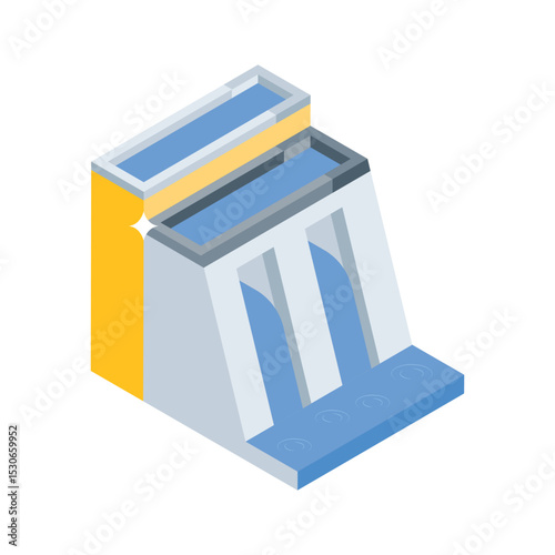 Get this isometric icon of water dam flow