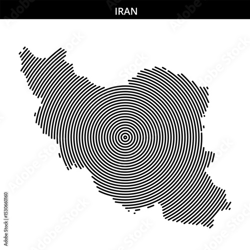 Creative map representation of Iran using concentric lines