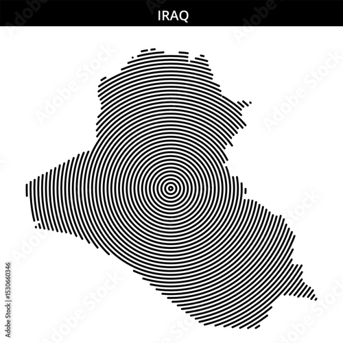 Iraq outlined with concentric lines on a textured background