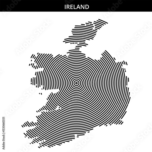 Unique spiral design of Ireland shaped in concentric circles