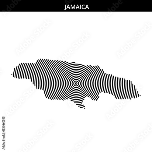 Unique artistic representation of Jamaica with circular patterns