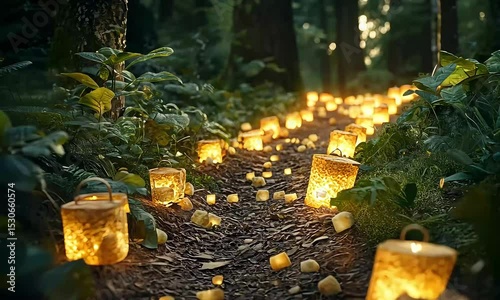 Enchanted Forest Path A Magical Journey Illuminated by Candlelight