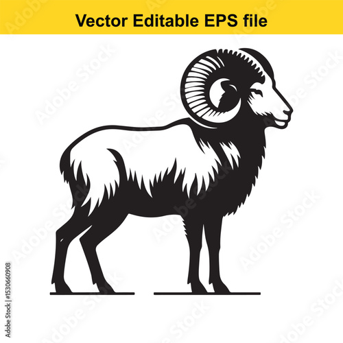 Majestic Ram: A Vector Illustration of a Wild Sheep