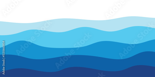 Sea waves layered vector background illustration and sea beach vector illustration.