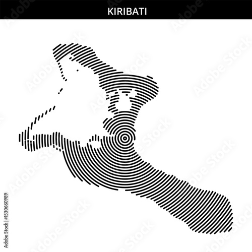 Unique artistic representation of Kiribati with linear patterns