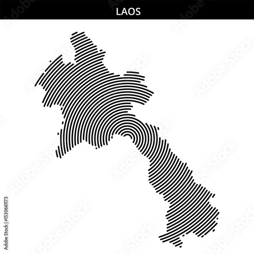 Creative map representation of Laos using curved lines