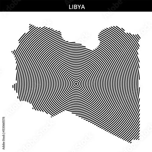 Spiral lines forming an artistic representation of Libya's outline